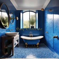 Salle de bains avec stuc vénitien à effet d'eau. EasyTadelakt