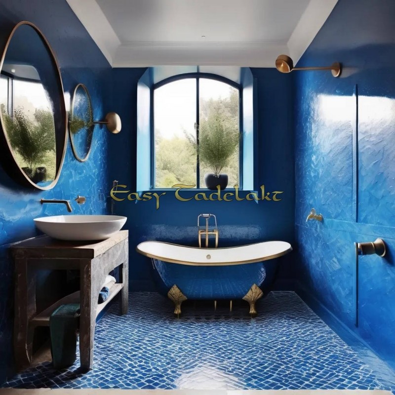 Bathroom with Venetian stucco with water effect. EasyTadelakt